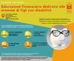 Locandina educazione finanziaria mamme di figli con disabilità